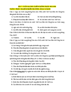 Trắc nghiệm Bài 7: Cuộc kháng chiến chống thực dân Pháp (1945 - 1954) Lịch sử 12 Đúng-Sai, Trả lời ngắn 2025