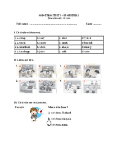 Đề thi giữa kì 2 Tiếng Anh lớp 5 Global success (Đề 3)