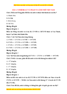 Bộ Trắc nghiệm Địa lí 8 Cánh diều (cả năm) có đáp án
