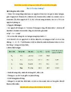 Hệ thống hóa kiến thức Chương 7 Hóa 10 Kết nối tri thức