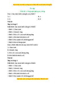 Trắc nghiệm Ôn tập chủ đề 4: Công nghệ giống cây trồng Công nghệ 10 Cánh diều