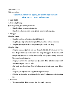Giáo án Vectơ và các phép toán trong không gian Toán 12 Chân trời sáng tạo