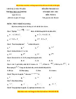 Đề thi cuối kì 1 Toán 6 Kết nối tri thức trường THCS Xuân Đỉnh - Hà Nội