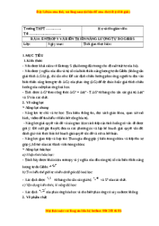 Giáo án chuyên đề Entropy và biến thiên năng lượng tự do Gibbs Hóa 10 Cánh diều