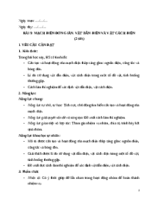 Giáo án Bài 9 Khoa học lớp 5 Kết nối tri thức: Mạch điện đơn giản. Vật dẫn điện và vật cách điện
