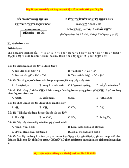 Đề thi thử Hóa Học trường Chuyên Lê Quý Đôn năm 2021