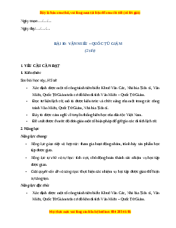 Giáo án Bài 10 Lịch sử & Địa lí lớp 4 Cánh diều: Văn Miếu - Quốc Tử Giám