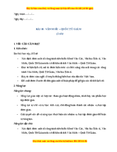 Giáo án Bài 10 Lịch sử & Địa lí lớp 4 Cánh diều: Văn Miếu - Quốc Tử Giám