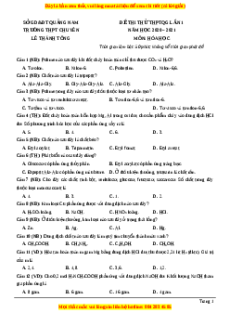 Đề thi thử Hóa Học trường Chuyên Lê Thánh Tông năm 2021