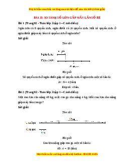 Giải Sgk Toán lớp 3 Bài 39: So sánh số lớn gấp mấy lần số bé (Cánh diều)