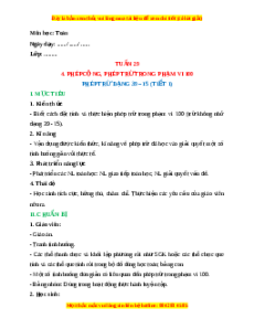 Giáo án Phép trừ dạng 39 - 15 Toán lớp 1 Cánh diều