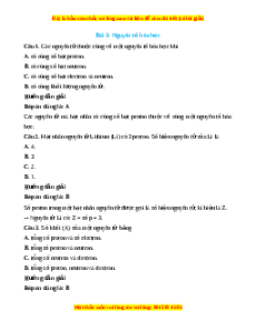 Trắc nghiệm Nguyên tố hóa học Hóa 10 Cánh diều