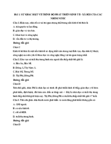 Bộ trắc nghiệm Địa lí 11 Chân trời sáng tạo có đáp án