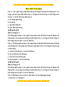 Trắc nghiệm KTPL 10 Bài 9: Dịch vụ tín dụng