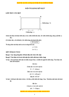 Chuyên đề Diện tích hình chữ nhật Toán lớp 3 nâng cao Cánh diều