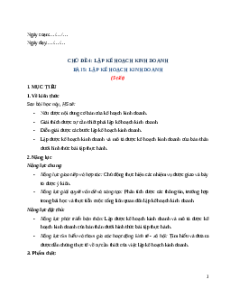 Giáo án Bài 5: Lập kế hoạch kinh doanh KTPL 12 Chân trời sáng tạo