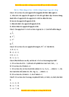 Trắc nghiệm Phản ứng oxi hóa - khử và ứng dụng trong cuộc sống Hóa học 10 Chân trời sáng tạo