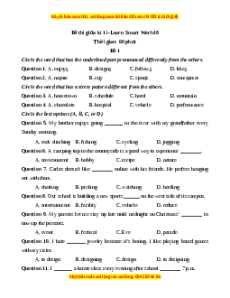 Đề thi giữa kì 1 Tiếng Anh 8 ilearn smart world (đề 1)