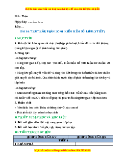 Giáo án Thu thập phân loại,  kiểm đếm số liệu Toán lớp 2 Kết nối tri thức