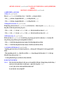 Chuyên đề 6. Hàm số bậc hai và giải bài toán bằng cách lập phương trình