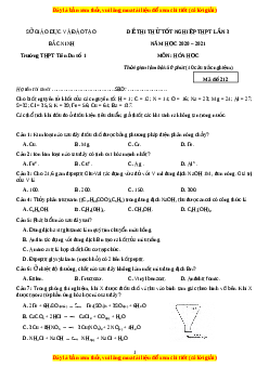 Đề thi thử Hóa Học trường Tiên Du 1 năm 2021