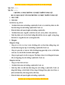 Giáo án Khái quát về sinh trưởng và phát triển ở sinh vật Sinh học 11 Chân trời sáng tạo