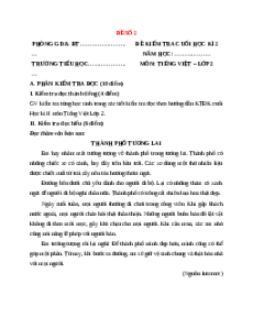Đề thi học kì 2 Tiếng Việt lớp 2 Cánh diều (Đề 2)