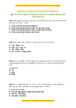 Trắc nghiệm Bài 11 Lịch sử 9: Trật tự thế giới mới sau chiến tranh thế giới thứ hai
