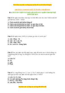 Trắc nghiệm Bài 11 Lịch sử 9: Trật tự thế giới mới sau chiến tranh thế giới thứ hai