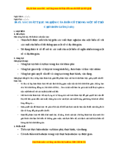 Giáo án Xác suất thực nghiệm của một biến cố trong một số trò chơi đơn giản Toán 8 Cánh diều