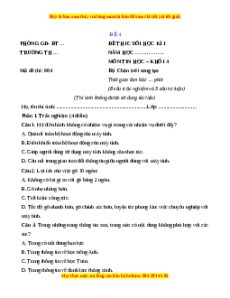 Đề thi cuối kì 1 Tin học lớp 4 Chân trời sáng tạo - Đề 4