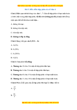 Trắc nghiệm Biểu diễn thập phân của số hữu tỉ Toán 7 Cánh diều