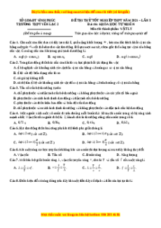 Đề thi thử Vật Lí trường Yên Lạc 2 năm 2021