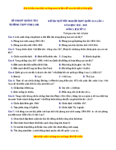 Đề thi thử Lịch sử trường Vĩnh Linh - Quảng Trị lần 1 năm 2023
