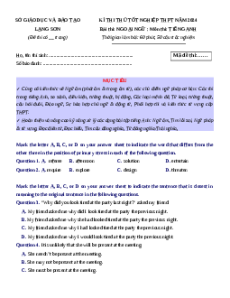 Đề thi thử tốt nghiệp Tiếng Anh Sở GD ĐT Lạng Sơn năm 2024