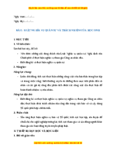 Giáo án GDQP 11 Bài 2 (Cánh diều): Luật nghĩa vụ quân sự và trách nhiệm của học sinh