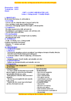 Giáo án Unit 1: A long and healthy life Tiếng Anh 11 Global success