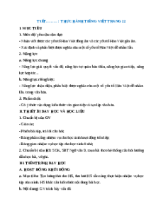 Giáo án Thực hành tiếng Việt trang 22 Ngữ Văn 9 Kết nối tri thức