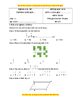 Đề thi cuối kì 2 Toán lớp 4 Chân trời sáng tạo - Đề 9