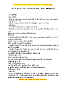 Giáo án Bài 26 Địa lí 9: Vùng duyên hải Nam Trung Bộ (tiếp theo)