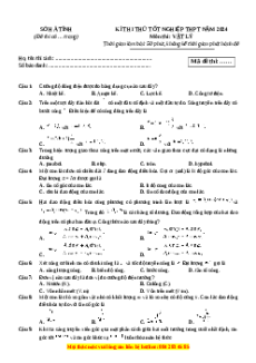 Đề thi thử tốt nghiệp Vật lí Sở Hà Tĩnh lần 1 năm 2024