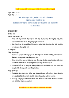 Giáo án Chủ đề D Tin học 8 Cánh diều: Sử dụng công nghệ kĩ thuật số có đạo đức và văn hóa