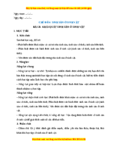 Giáo án Khái quát về sinh sản ở sinh vật Sinh học 11 Cánh diều