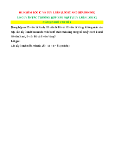 Nguyên Tắc Trường Hợp Xấu Nhất (Suy Luận Logic) - Toán đố, Toán IQ (có lời giải)