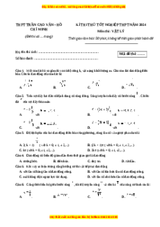 Đề thi thử tốt nghiệp Vật lí trường THPT Trần Cao Vân - HCM năm 2024