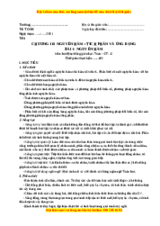 Giáo án Nguyên hàm Toán 12 Giải tích