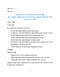 Giáo án Đường tròn ngoại tiếp tam giác. Đường tròn nội tiếp tam giác Toán 9 Chân trời sáng tạo