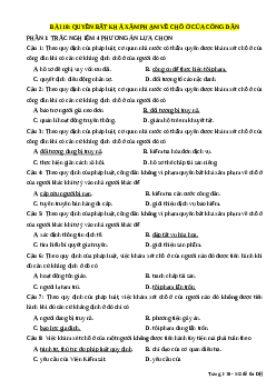 Trắc nghiệm Bài 18 Kinh tế pháp luật 11 Đúng-Sai, Trả lời ngắn: Quyền bất khả xâm phạm về chỗ ở