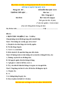 Đề thi cuối kì 2 Công nghệ lớp 3 Chân trời sáng tạo (Đề 3)