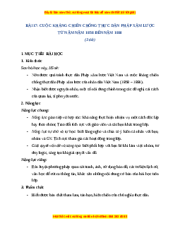 Giáo án Bài 17 Lịch sử 8 Kết nối tri thức (2024): Cuộc kháng chiến chống thực dân Pháp từ 1858 đến 1884